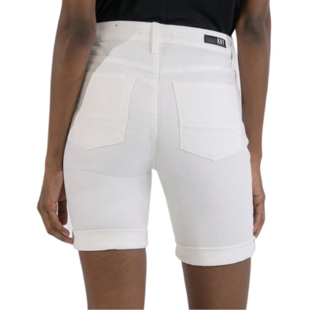 Kut from the Kloth Natalie Mid Rise Bermuda Denim Shorts White Size 0 - Picture 16 of 16